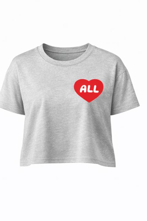 All Love Grey Crop Top Graphic Tee for Women - Affirmation apparel by Sawubona Life