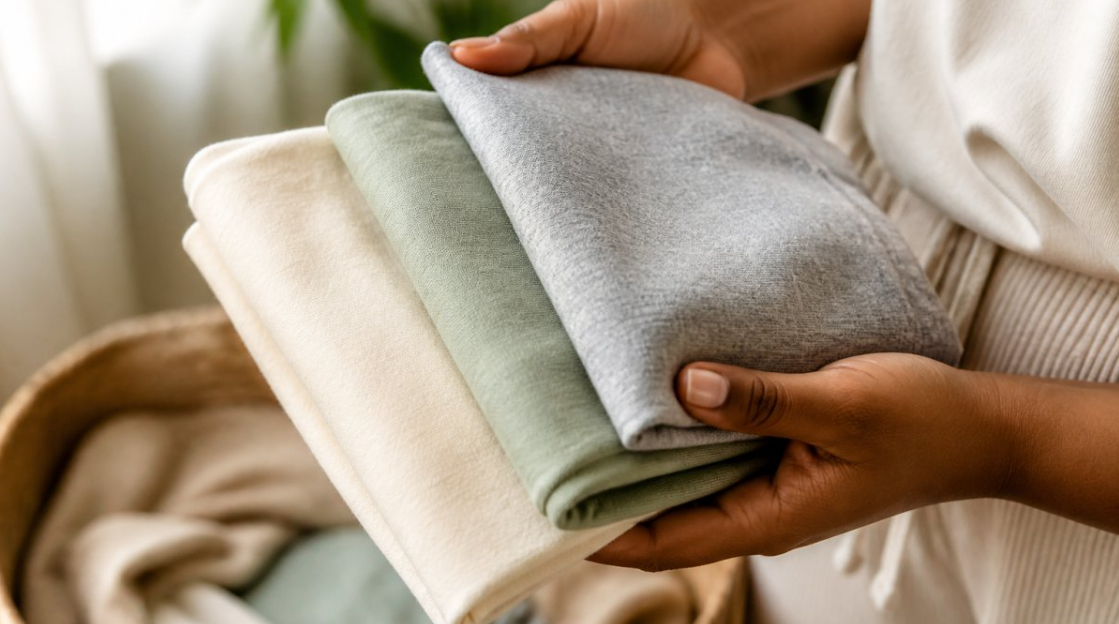 Comparison Chart of Sensory-Friendly Fabrics Including Cotton, Bamboo, and Merino Wool Texture Qualities