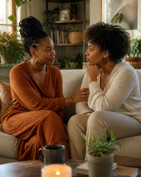 Two Women of Color Conversing - Sawubona Life