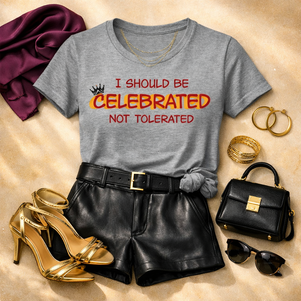 Celebrated Grey Ladies' Graphic Tee  - Affirmation Apparel by Sawubona Life