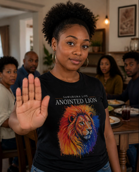 Alternate Version of Anointed Lion Ladies Graphic Tee - Affirmation Apparel by Sawubona Life