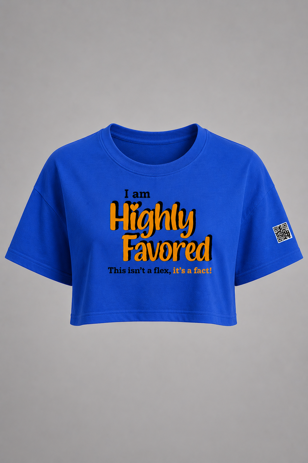Highly Favored G+B Blue Cropped Loose Graphic Tee - Affirmation Apparel by Sawubona Life
