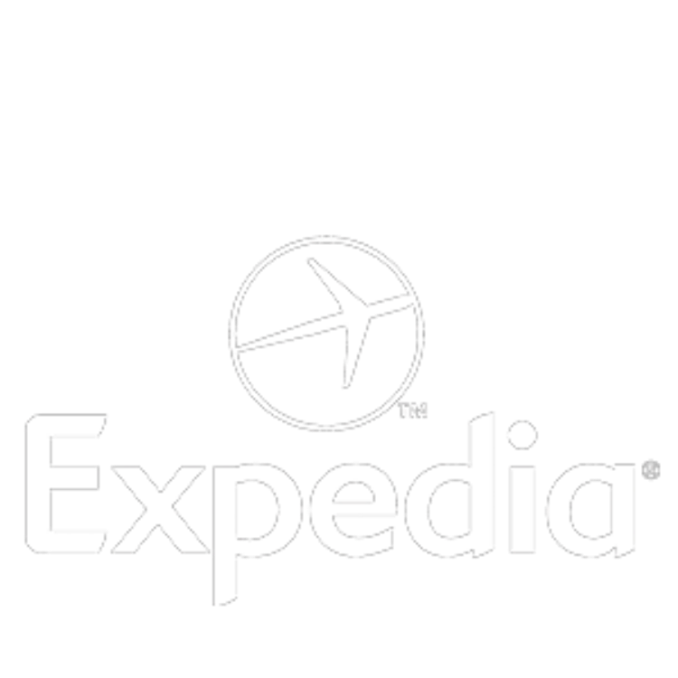 The Expedia logo featuring a stylized airplane within a circle and the word 'Expedia' below it.