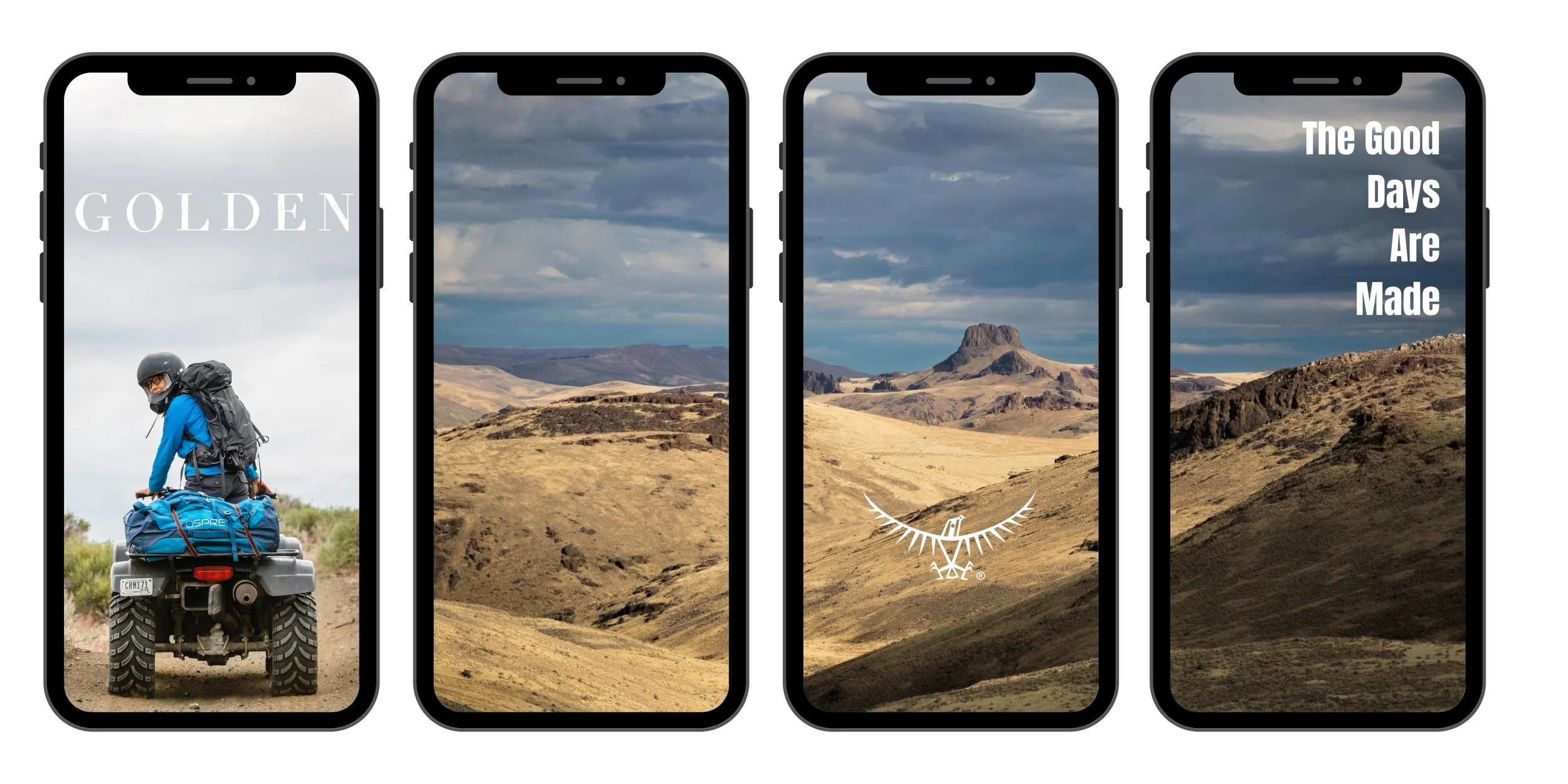 Landscape of Idaho mountains for the Golden film produced for Osprey, photographed by Fieldborn Creative, formatted for smartphone carousel display.