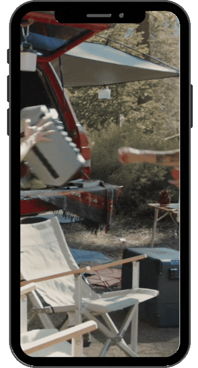 GIF showcasing a Dometic cooler in the field with lifestyle and fun moments around a truck, produced by Fieldborn Creative for social media.