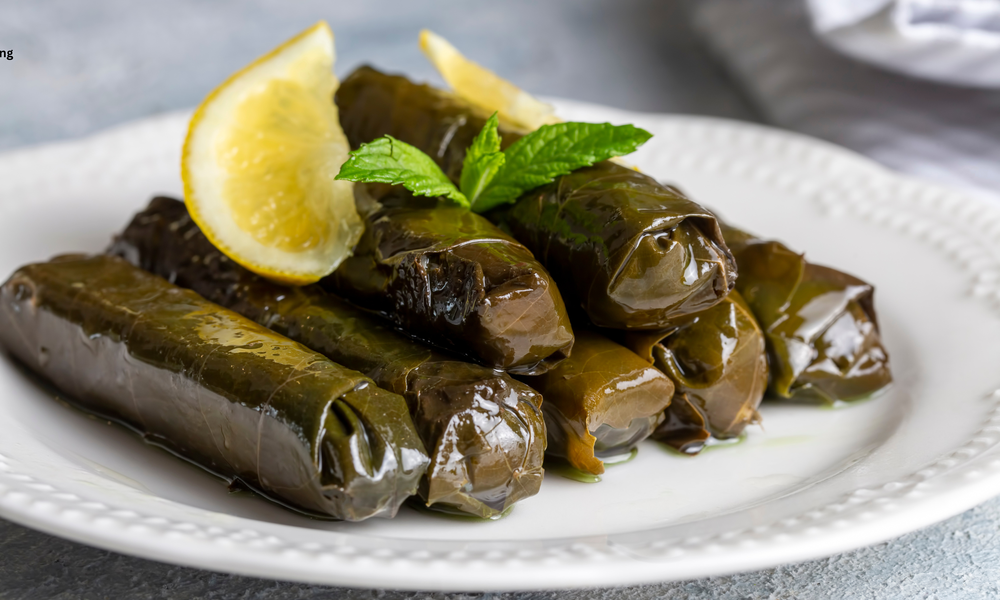 Dolmas- Vegetarian Stuffed Grape Leaves with Rice &amp; Herbs