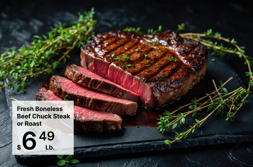 Fresh Boneless Beef Chuck Steak or Roast