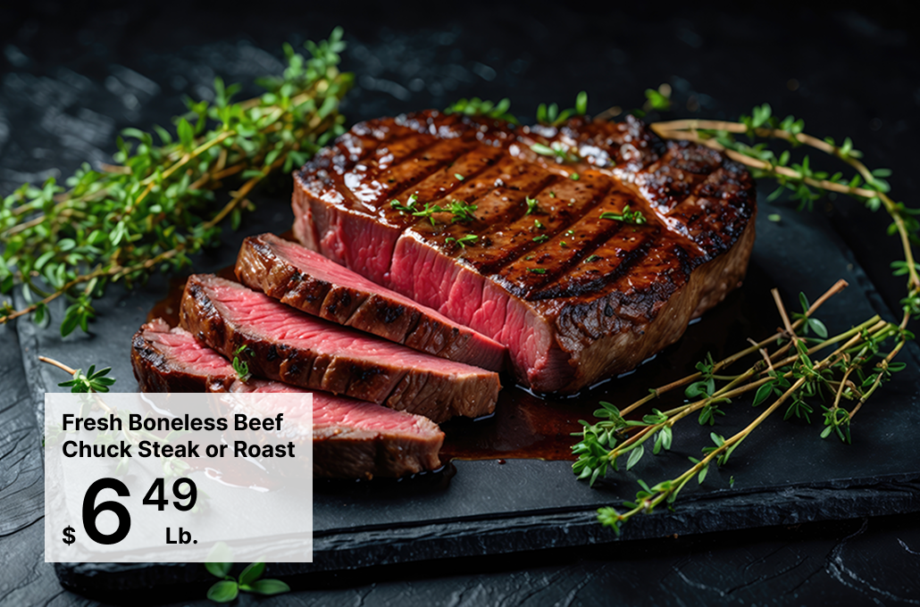 Fresh Boneless Beef Chuck Steak or Roast