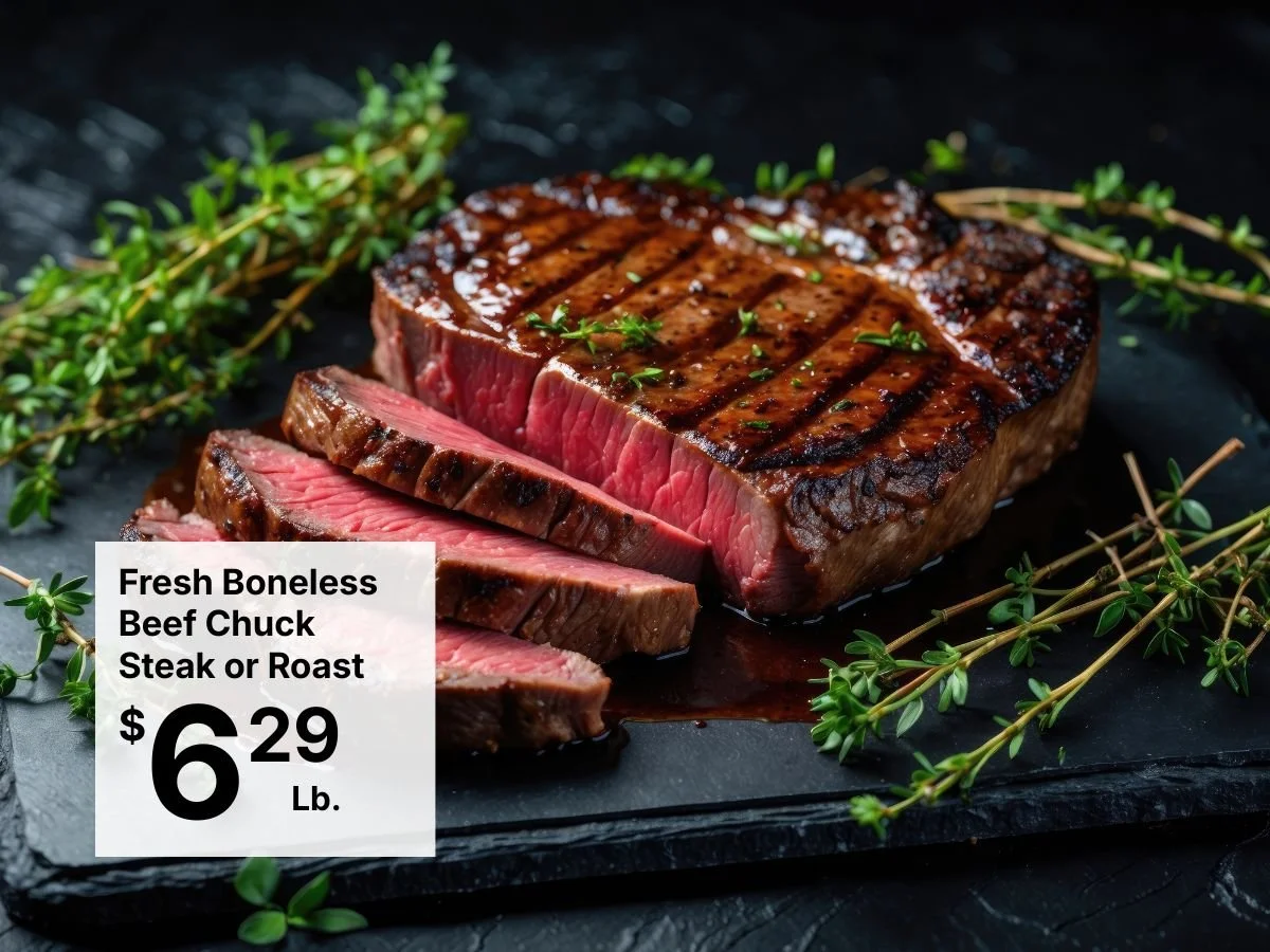 Fresh Boneless Beef Chuck Steak or Roast