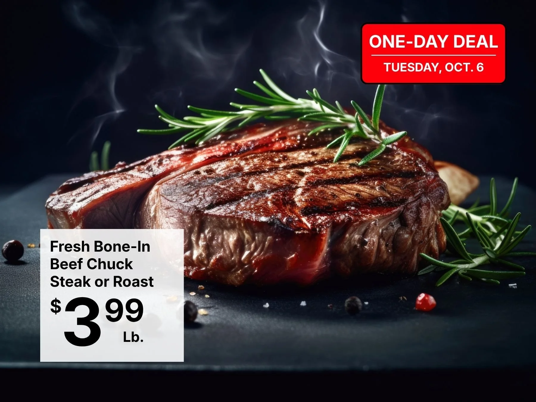 Fresh Bone-In Beef Chuck Steak or Roast