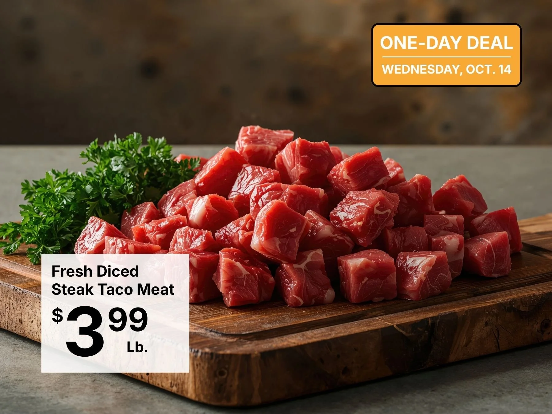 Fresh Diced Steak Taco Meat