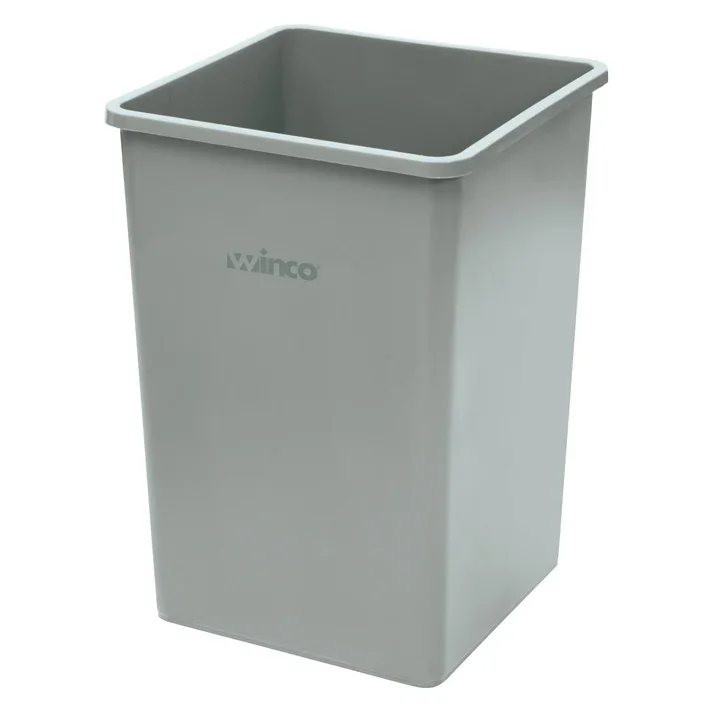 WINCO Tall Square Trash Can - 35 Gallon, Gray