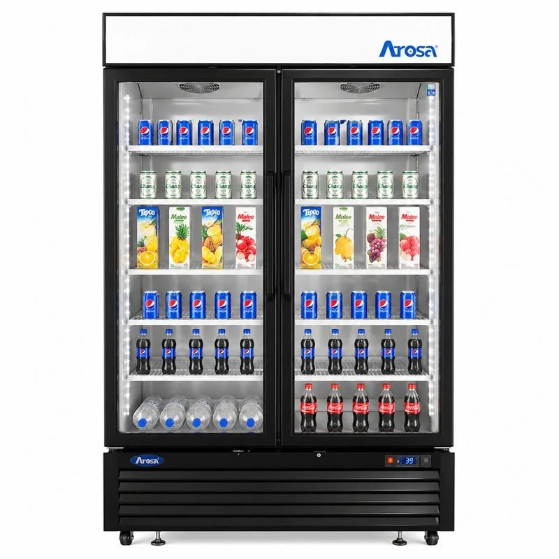 Atosa USA Black Cabinet Two (2) Glass Door Merchandiser Freezer