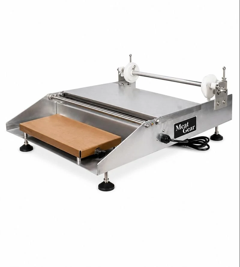 MEAT GEAR INDUSTRIAL FILM WRAPPER 8” AND 18” ROLL, HEAT SEALER+