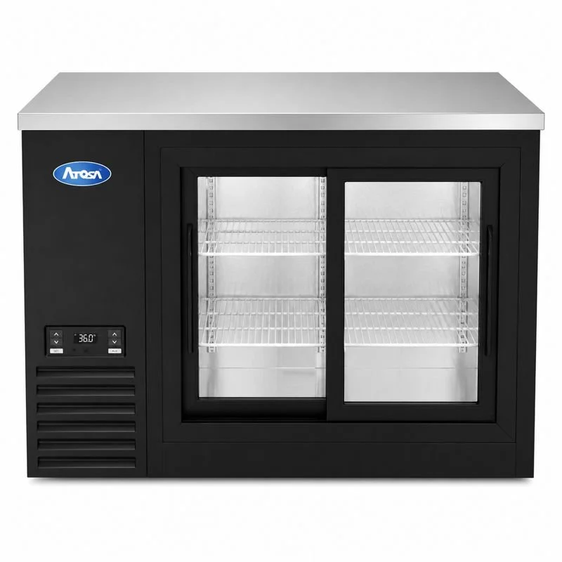 Atosa USA 48″ Black Shallow Depth Back Bar Cooler with Sliding Glass Doors