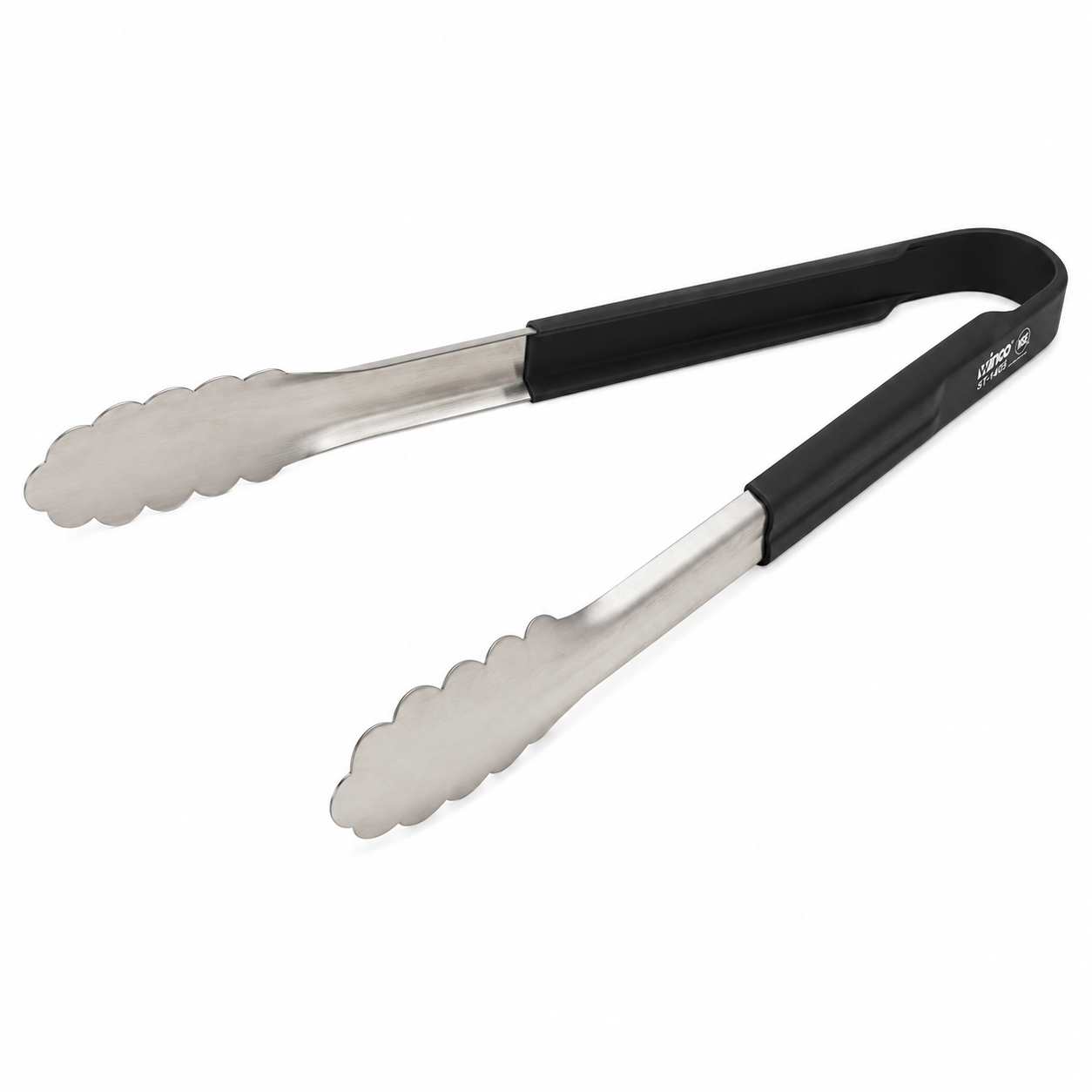 Winco - Prime Stainless Steel Utility Tongs with Black Silicone Handle