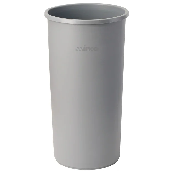 WINCO Round Trash Can, 22 Gallon, Gray