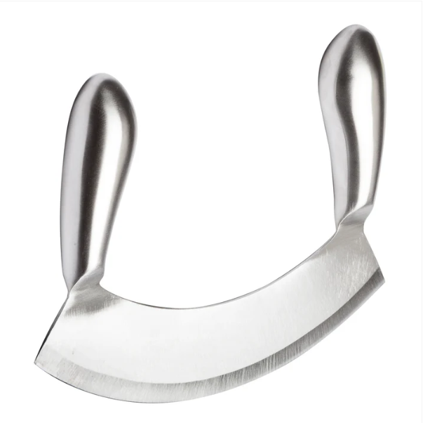Single Blade Mezzaluna Knife, Stainless Steel