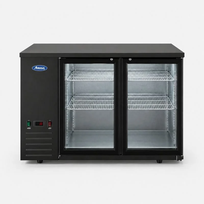 Atosa USA 48″ Black Shallow Depth Back Bar Cooler with Glass Doors