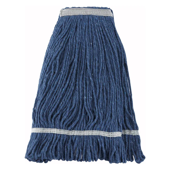 WINCO Premium Cotton-Poly Blend Looped End Wet Mop Head - Blue - 24oz/600g