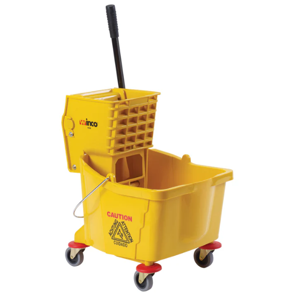 WINCO Mop Bucket w/Wringer, 36qt, Yellow