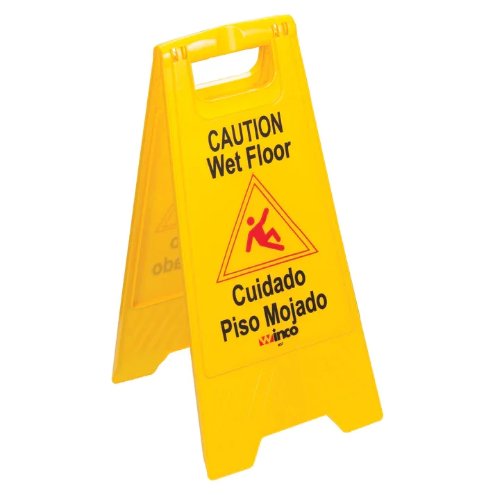 WINCO Wet Floor Caution Sign, Fold-out, Yellow