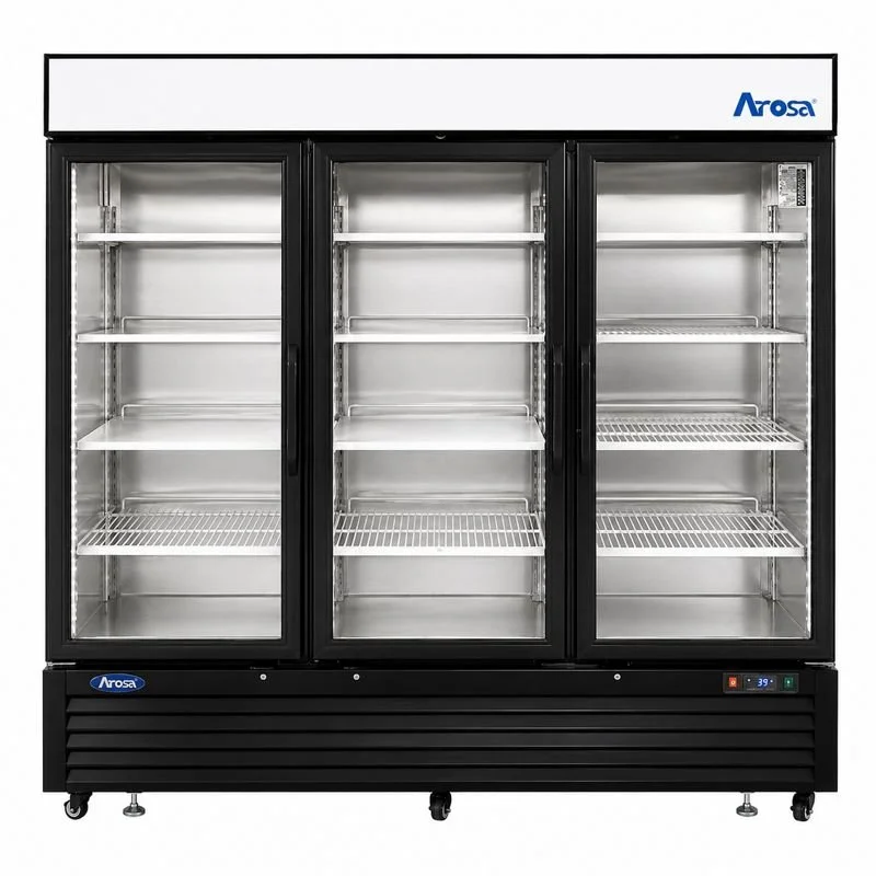 Atosa USA Black Cabinet Three (3) Glass Door Merchandiser Cooler