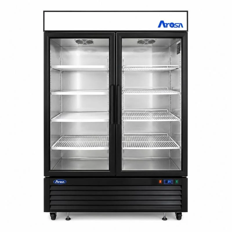 Atosa USA Black Cabinet Two (2) Glass Door Merchandiser Cooler
