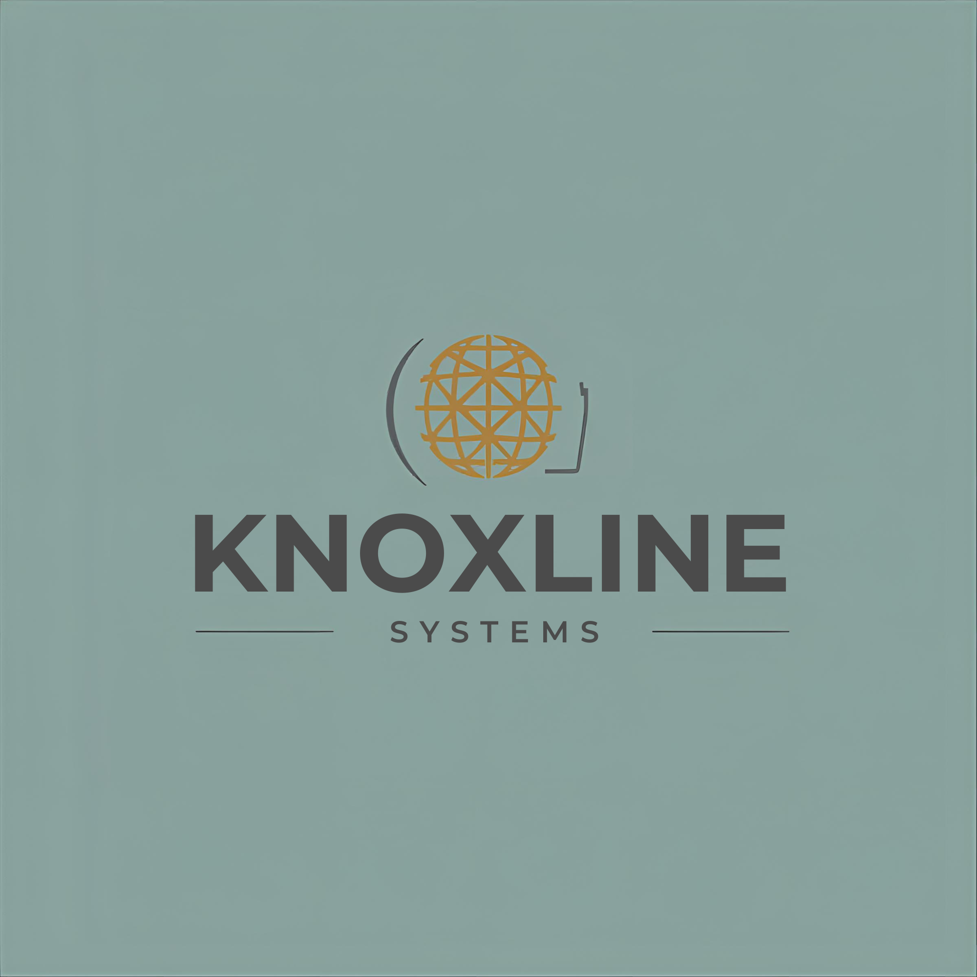 Logo for Knoxline Systems featuring a stylized globe and modern font on a light teal background.