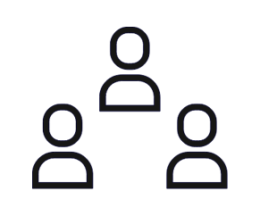 Illustratie van een netwerk met vier personen verbonden door lijnen.