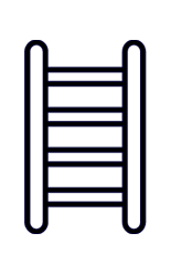 Twee zwarte handdoekrails met meerdere sporten, tegen een donkere achtergrond.