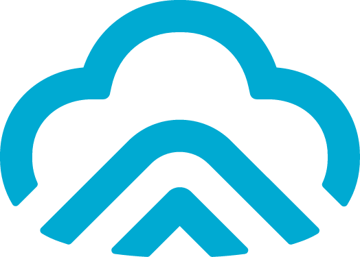 Skyber-Logo mit einer blauen Wolke und drei stilisierten Pfeilen darunter.