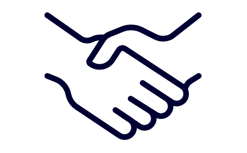 Twee handen die elkaar schudden.