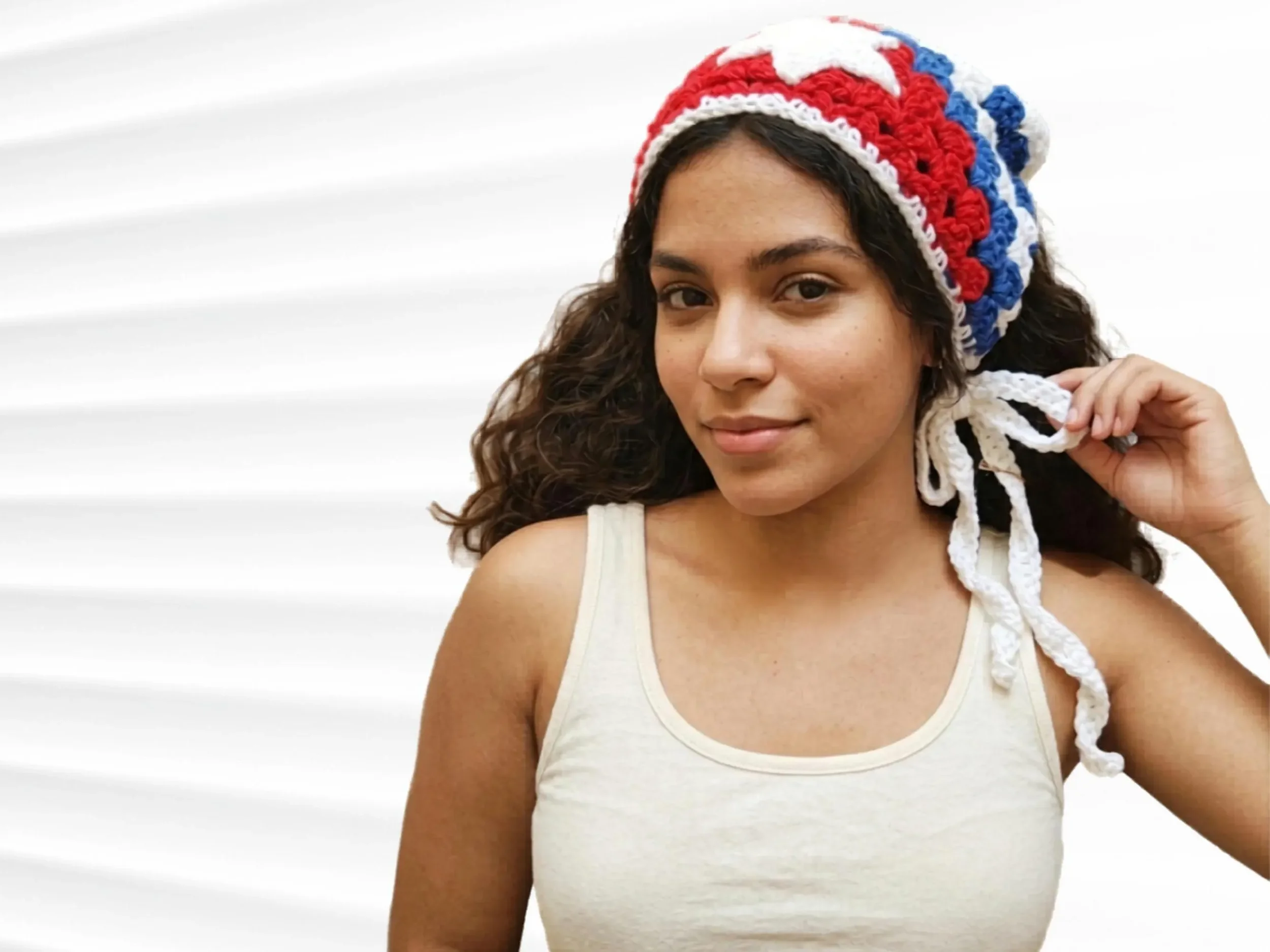 Handmade Patriotic Cuban Crochet Bandana