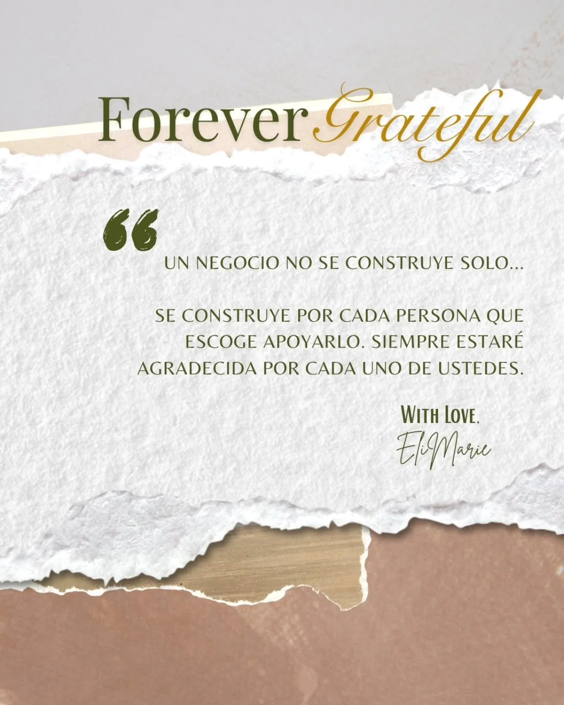 Beyond grateful!

A ustedes les debo mi &eacute;xito, ya sea por haberme apoyado comprando una pieza o simplemente d&aacute;ndole "me gusta" a mis publicaciones y videos.

Les dejo saber que ayudan much&iacute;simo a cualquier emprendedor, 