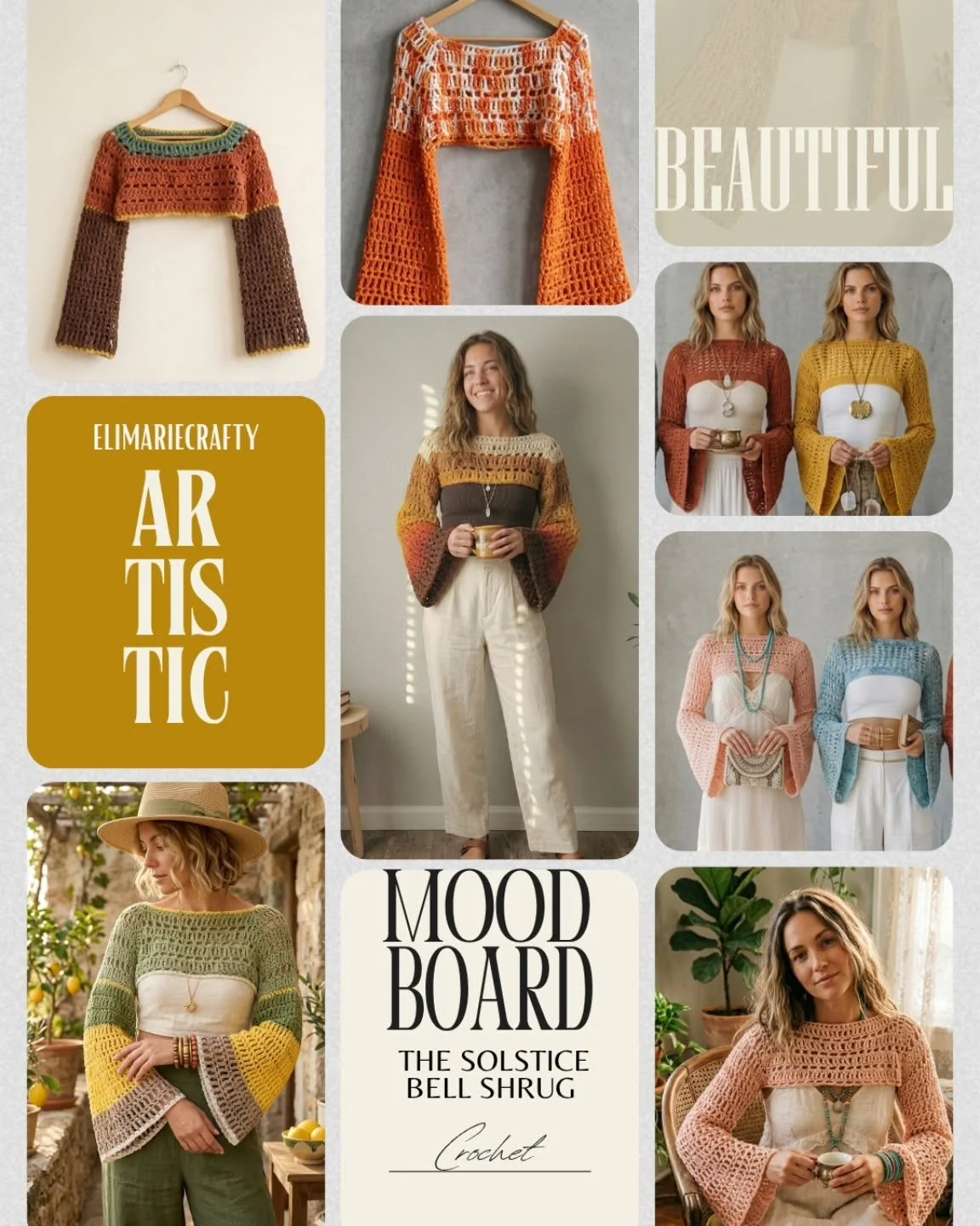 Por aqu&iacute; te dejo inspiraci&oacute;n para que combines tu Solstice Bell Shrug. 

Customiza el tuyo y haz combinaciones infinitas. Maxi skirt, maxi dress, pantalones de lino, palazos, traje de ba&ntilde;o...

Una pieza en crochet que no pensabas