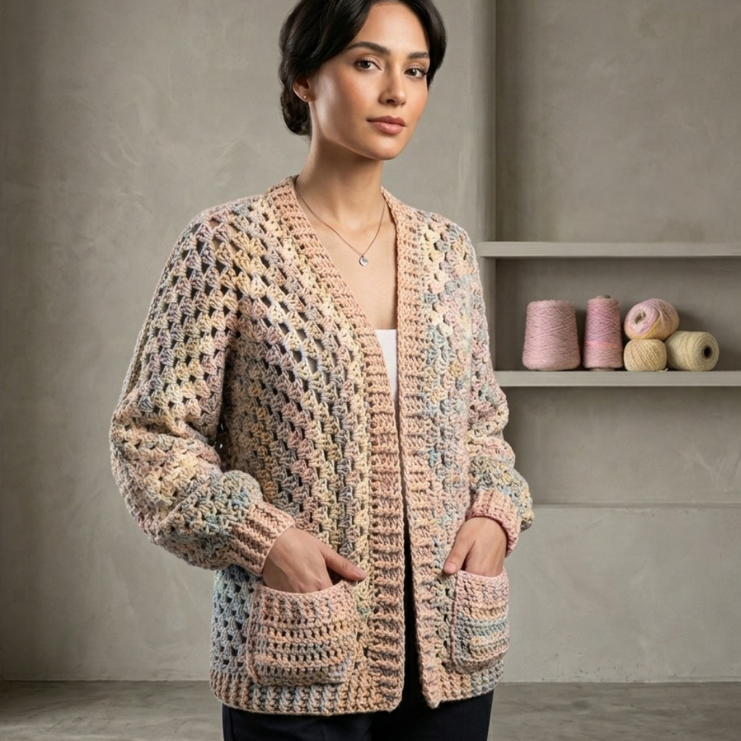 Earthy Meadow Hexagon Cardigan