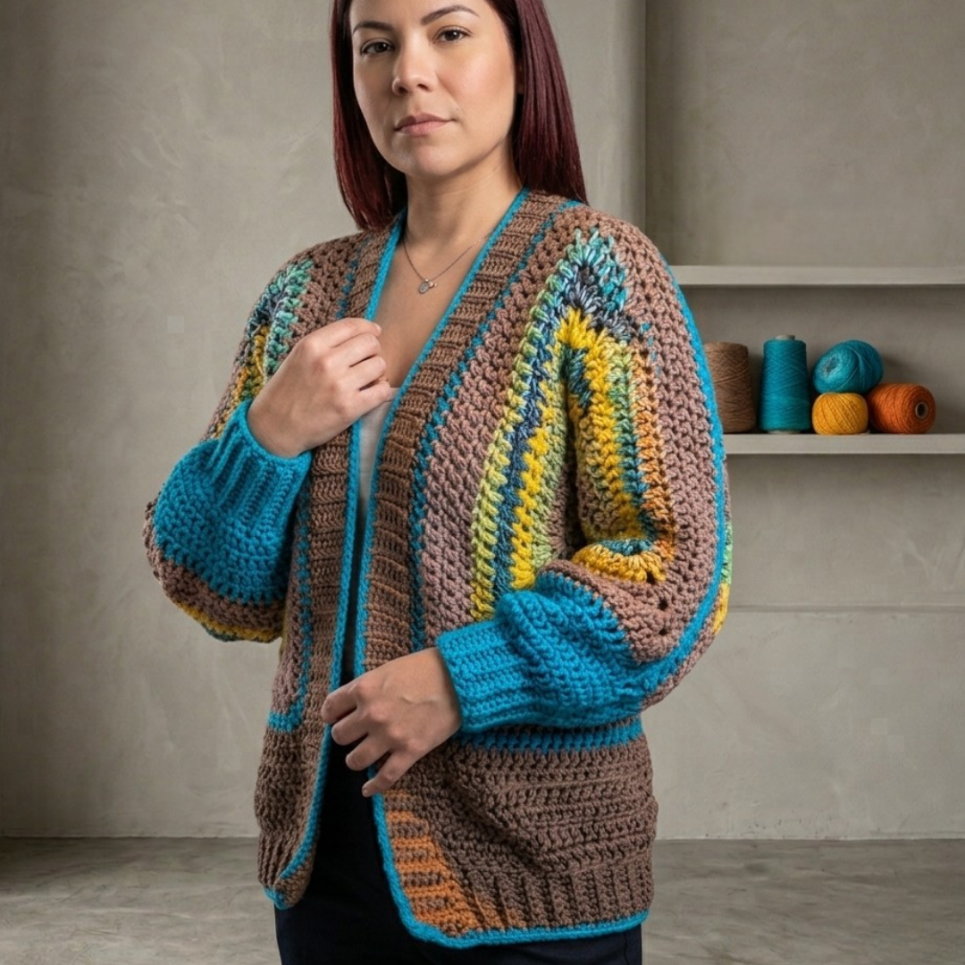 The Golden Azure Hexagon Cardigan