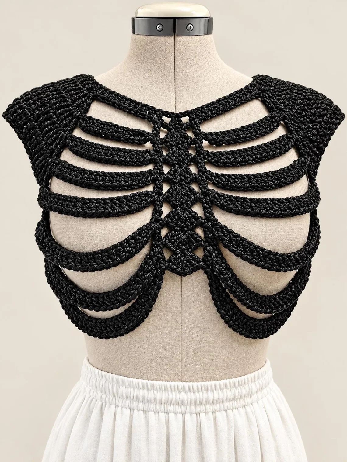 Handmade Crochet Black Skeleton Top, Gothic Bone Crop Top, Alt Fashion Festival Clothing (Copy)
