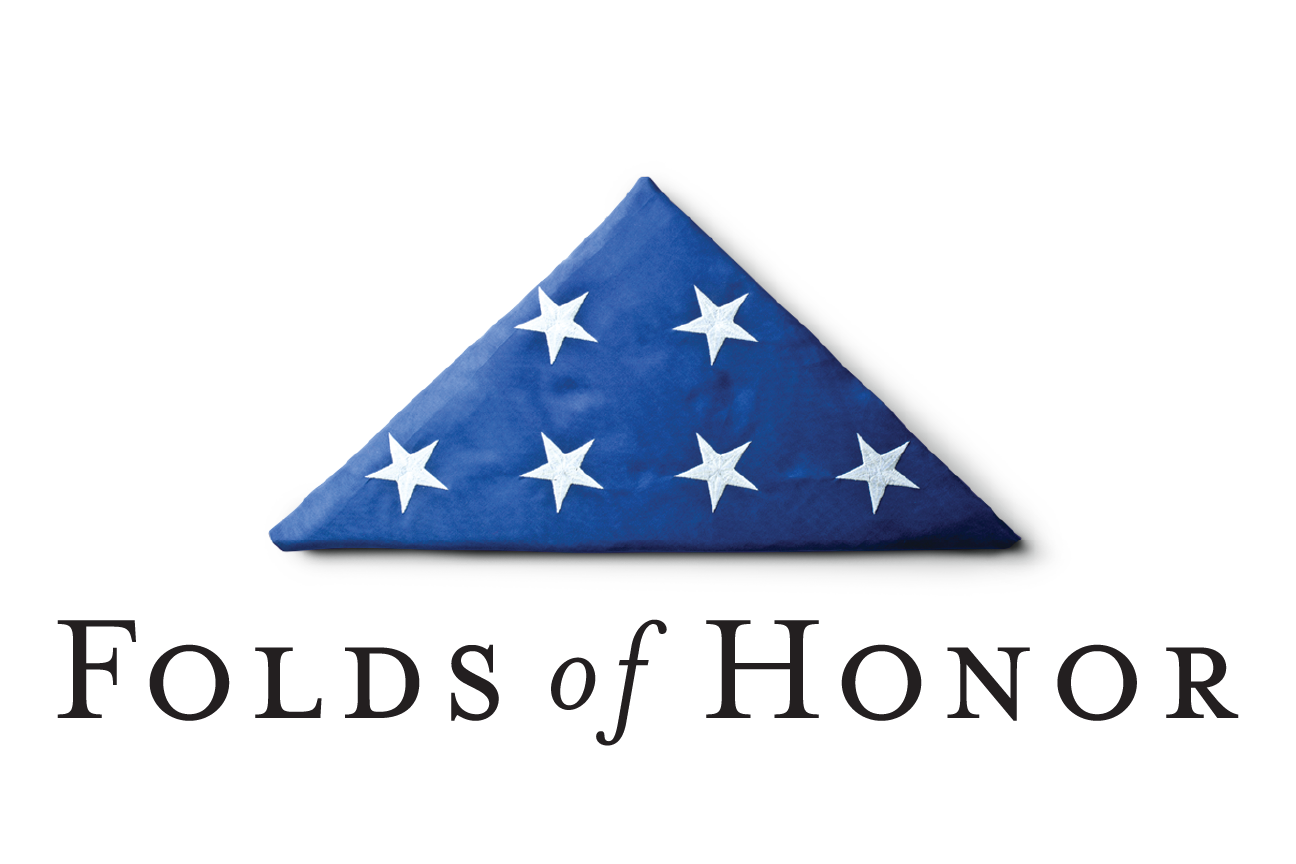 A blue triangular cloth with white stars resembling the American flag, folded into a triangle. Below it, the text reads "Folds of Honor."