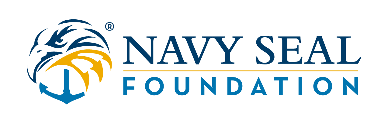 Navy SEAL Foundation logo featuring a stylized navy blue eagle with a yellow shield and anchor, accompanied by the blue text 'NAVY SEAL FOUNDATION'.