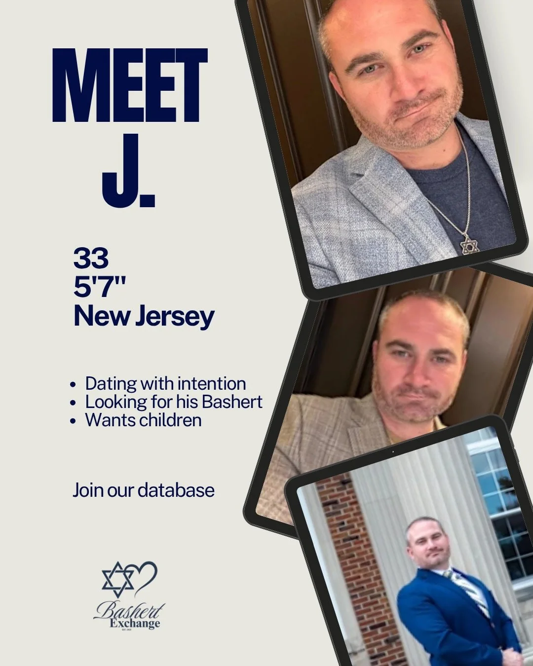 Meet J from New Jersey. 

Confident, emotionally present, driven, and genuinely ready for a meaningful relationship, J is looking for a partner who can challenge him emotionally, mentally, spiritually, and intellectually.

He works in governmental af