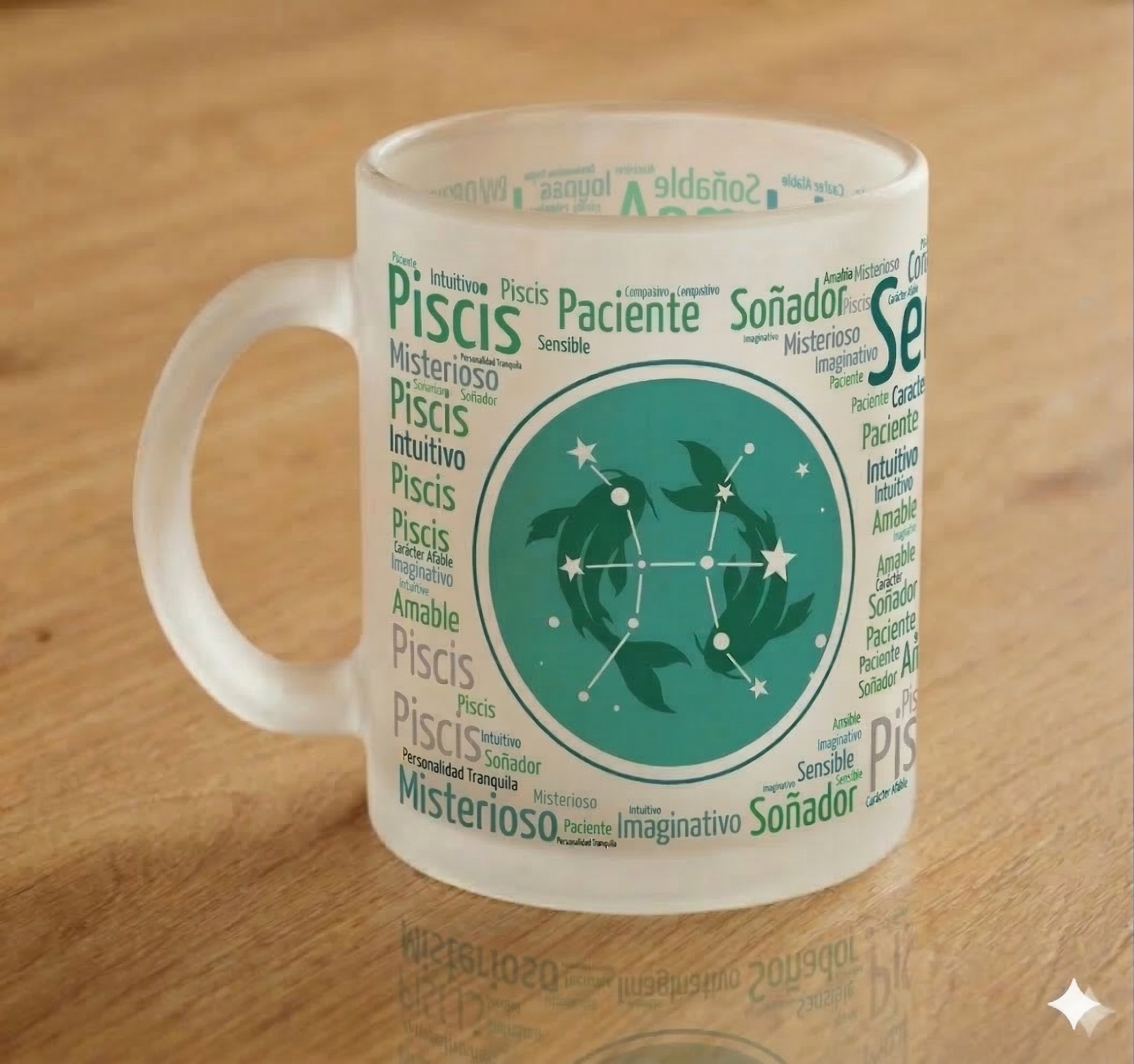 Taza Piscis | Colección Zodiaco Aura | Taza 11oz (Blanca, Mágica y Esmerilada)