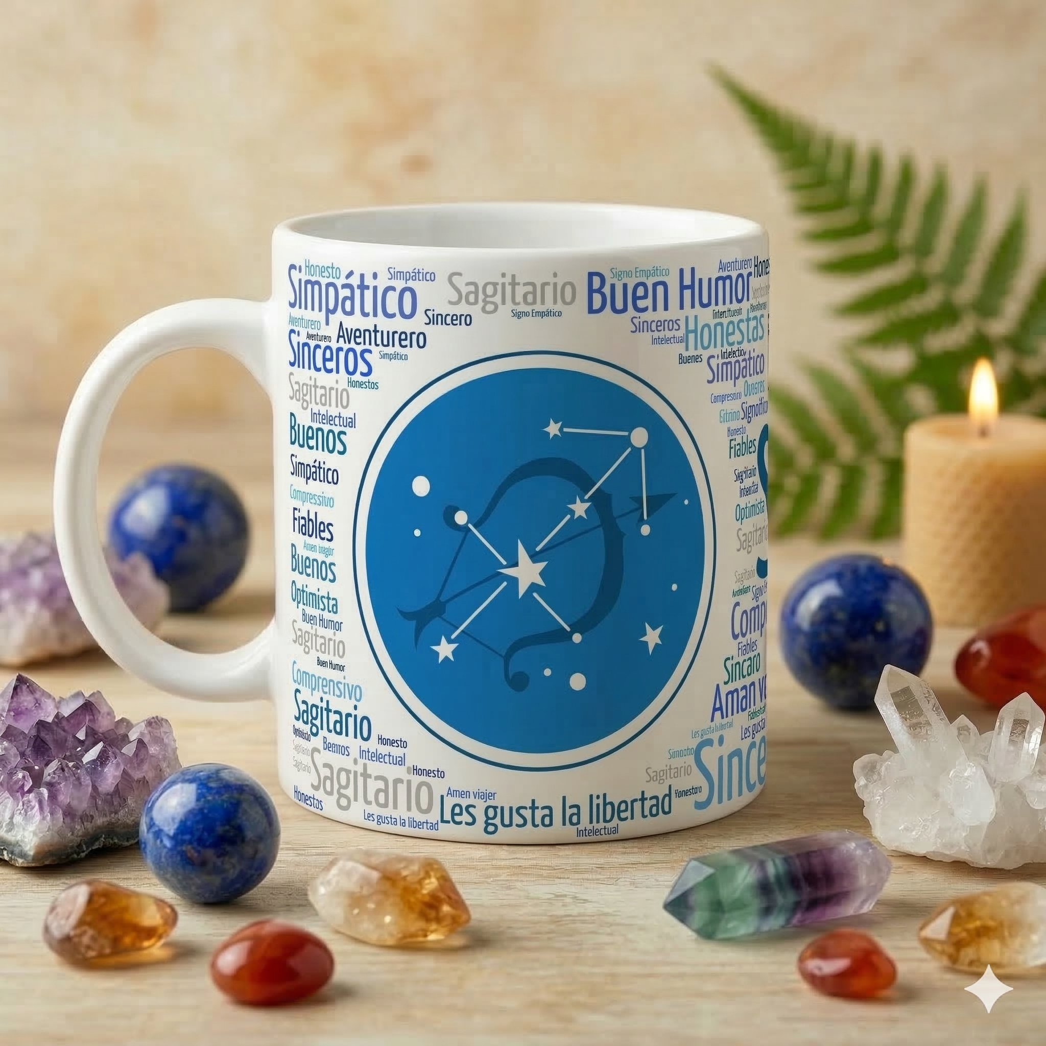 Taza Sagitario | Colección Zodiaco Aura | Taza 11oz (Blanca, Mágica y Esmerilada)
