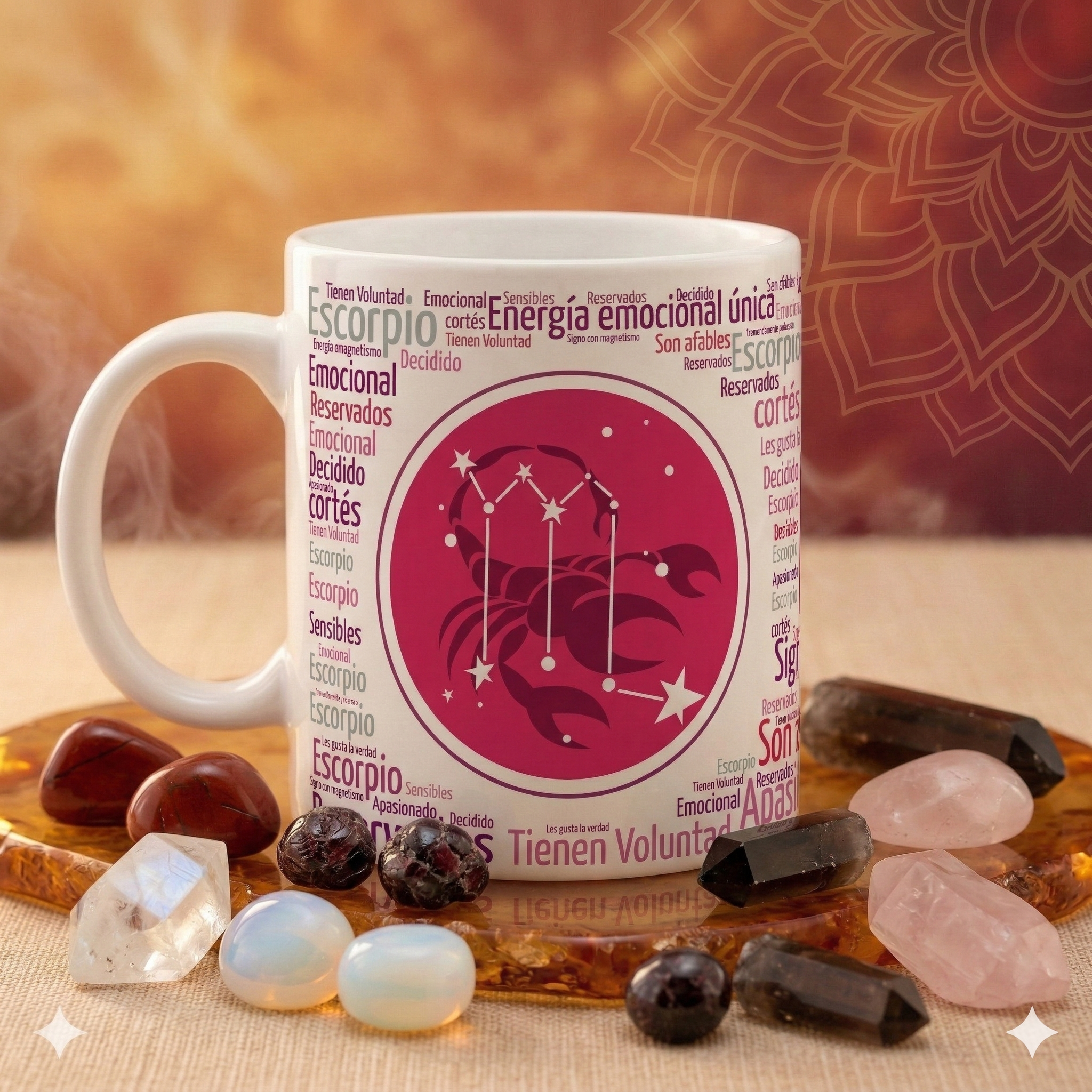 Taza Escorpio | Colección Zodiaco Aura | Taza 11oz (Blanca, Mágica y Esmerilada)