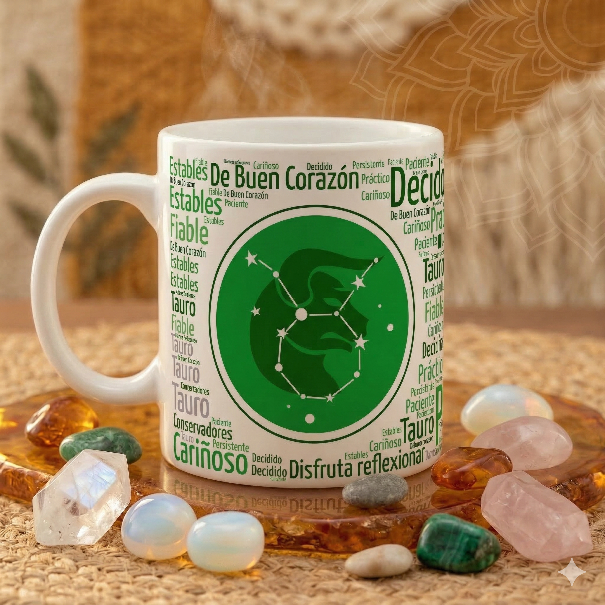 Taza Tauro | Colección Zodiaco Aura | Taza 11oz (Blanca, Mágica y Esmerilada)