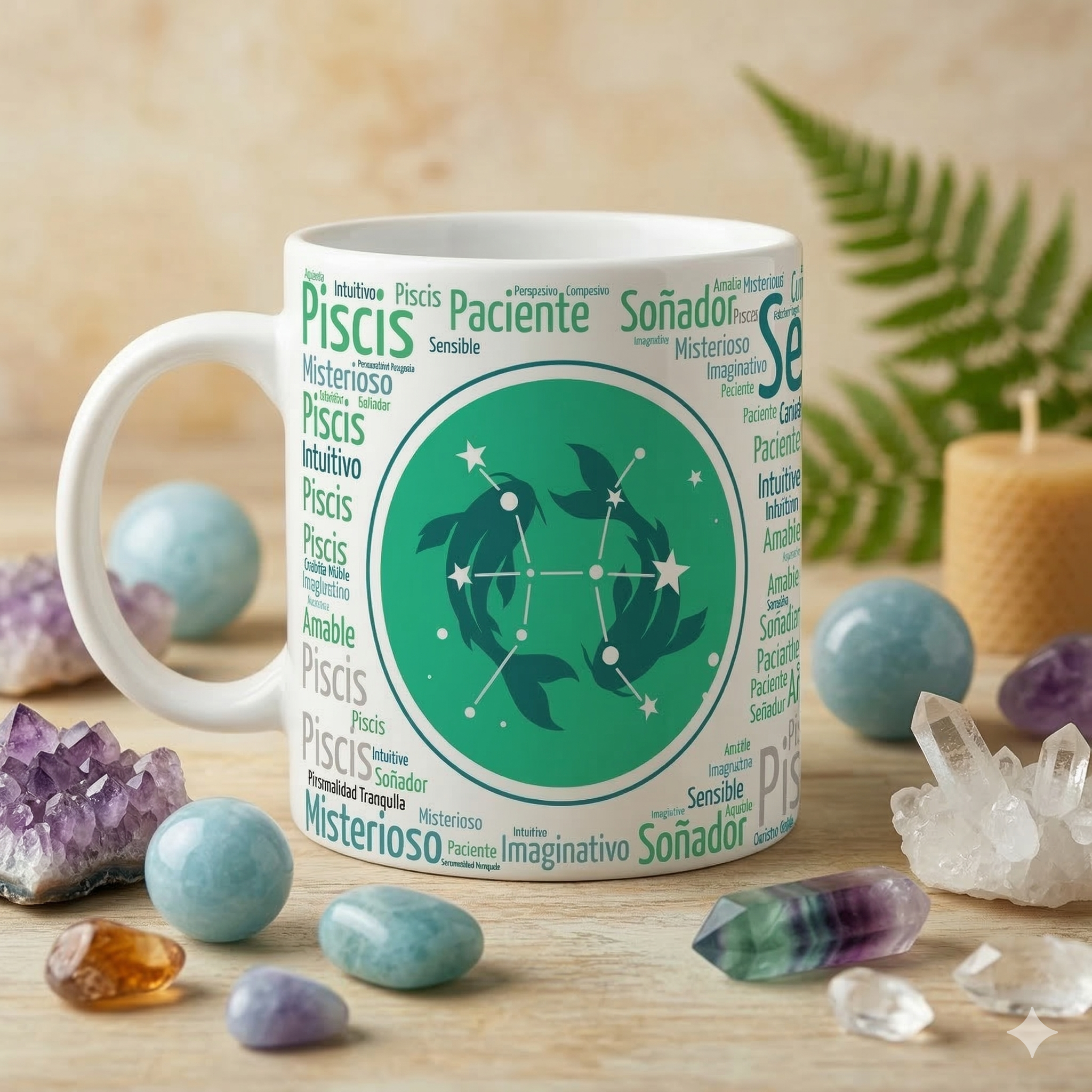Taza Piscis | Colección Zodiaco Aura | Taza 11oz (Blanca, Mágica y Esmerilada)