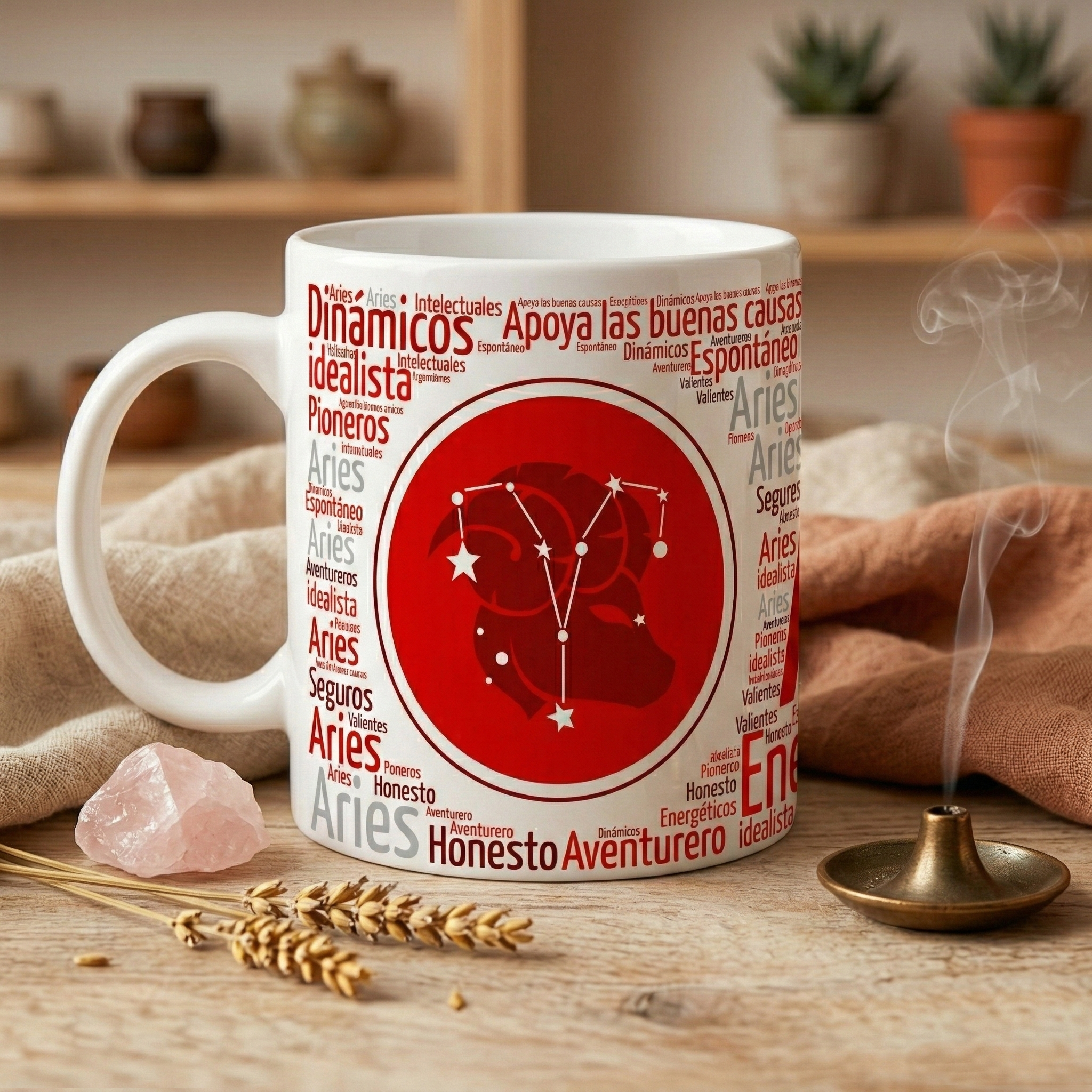 Taza Aries | Colección Zodiaco Aura | Taza Cerámica 11oz  (Blanca, Mágica y Esmerilada)