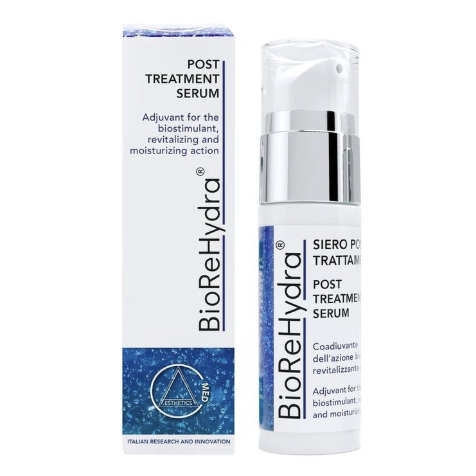 BioReHydra post treatment serum bottle and box packaging