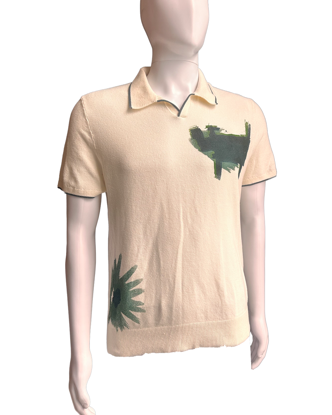 Green/Navy on White polo